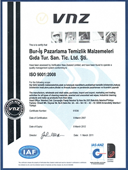 Bur-İş ISO 9001 2008 Sertifikası